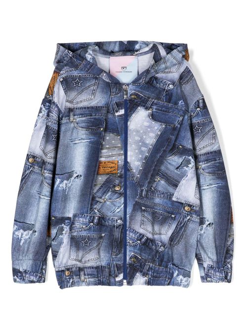 Graphic-print denim jacket - Blue