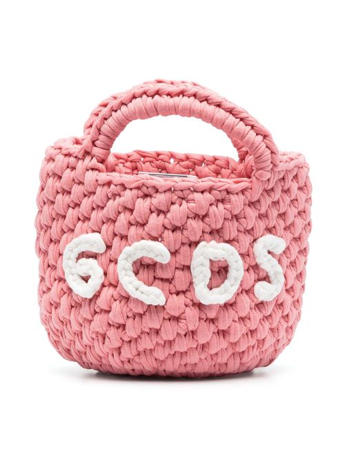 Mini crochet logo-detail bucket bag - Pink