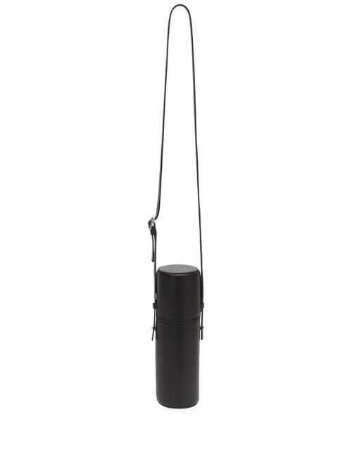 Jil Sander stainless-steel thermos and leather case - Black