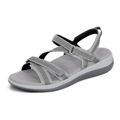 Orthofeet Women's Orthopedic Lake Adjustable Water-Friendly Sandal, Leopard