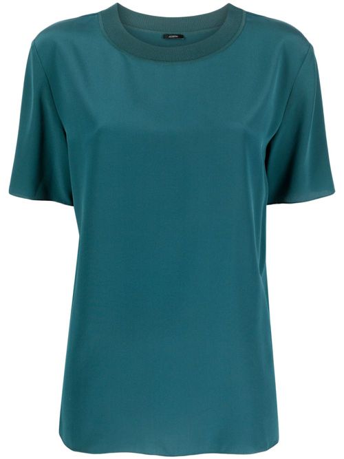 Silk-satin crew-neck blouse - Green