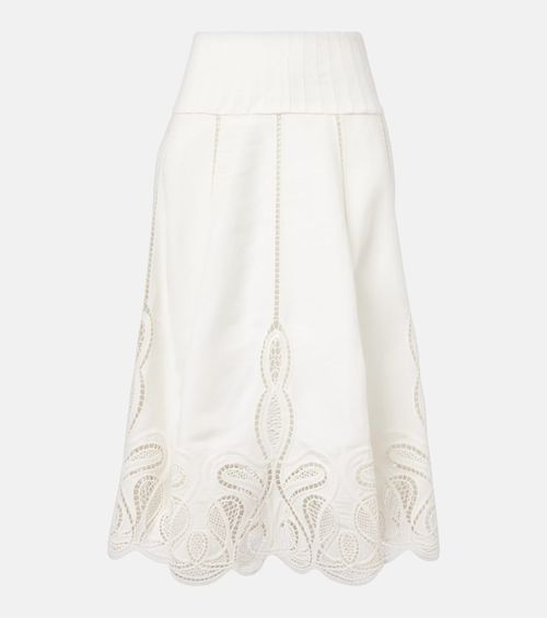 Kaius lace-trimmed line-blend midi skirt