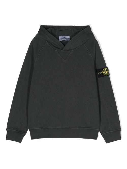 Compass-badge cotton hoodie - Grey