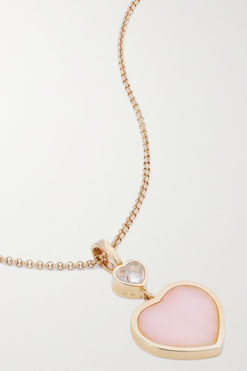 Happy Hearts 18-karat Rose Gold, Opal And Diamond Necklace - Pink - one size