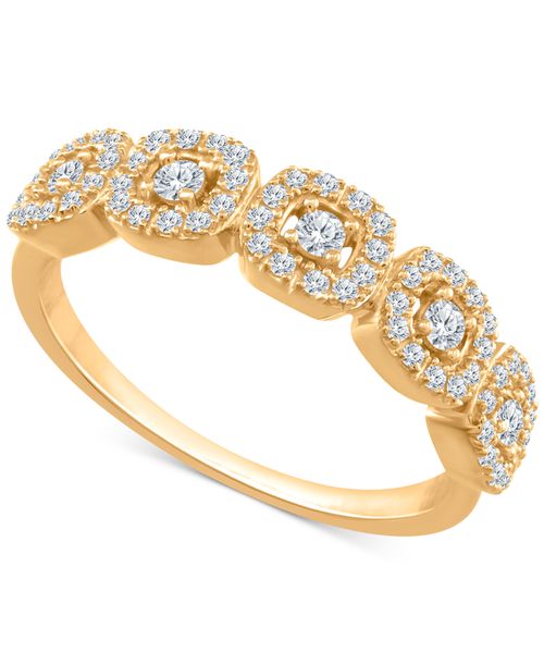 Diamond Halo Cluster Ring (1/4 ct. t.w.) in 10k Yellow, White or Rose Gold - Yellow Gold
