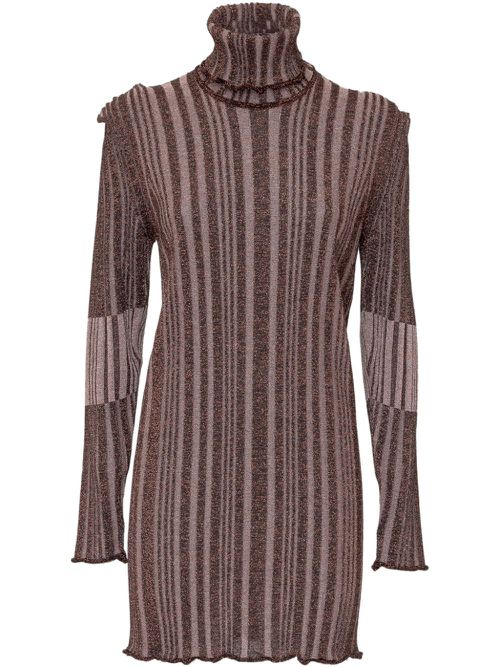 Striped mini dress - Brown
