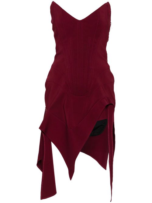 Asymmetric bustier mini dress - Red