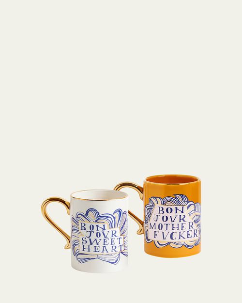 X Ruan Hoffmann Bonjour Sweetheart & Mother 13.5 oz. Mugs, Set of 2