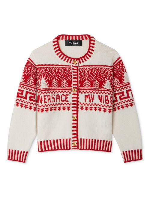 Fair Isle-jacquard cardigan - White