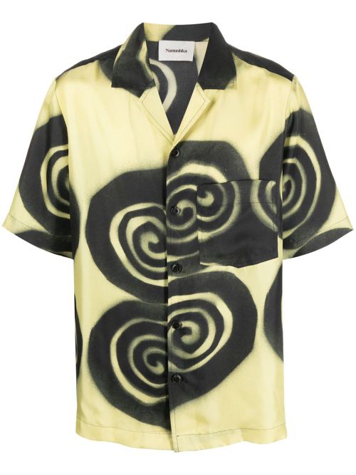 Graphic-print silk shirt - Yellow
