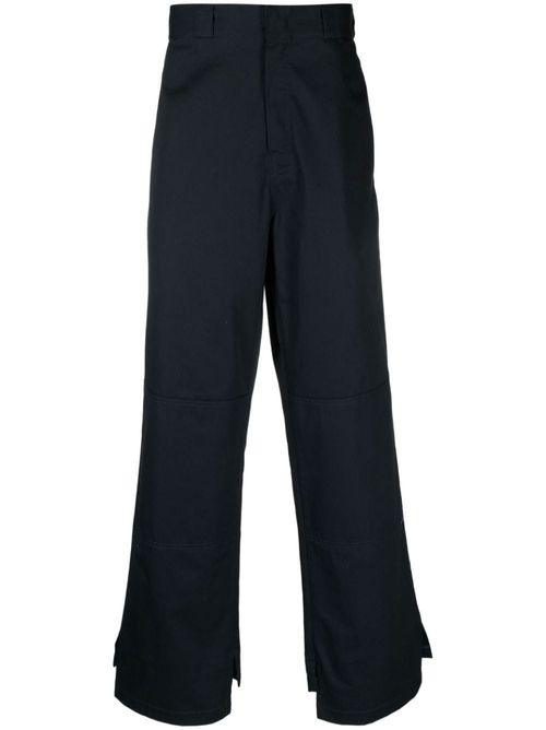 Straight-Leg Cotton Trousers — Black
