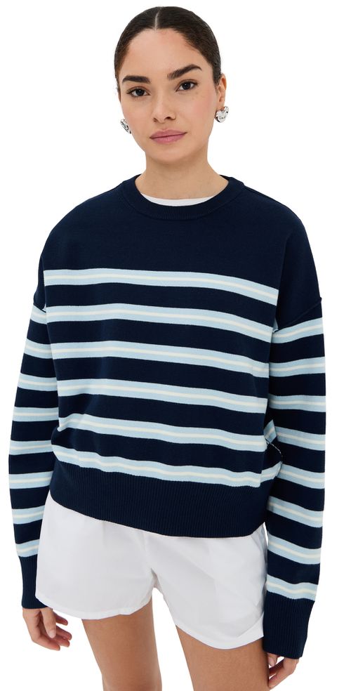 Striped Boxy Pullover Midnight Stripe