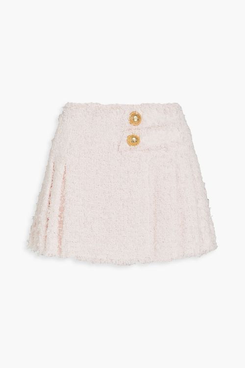Pleated bouclé-tweed mini skirt - Pink - FR 34
