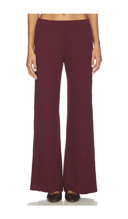 Bobi Wide Leg Drawstring Pant in Burgundy. S also in