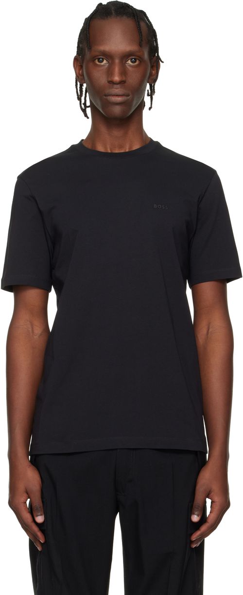 Black Logo Detail Cotton-Jersey T-shirt