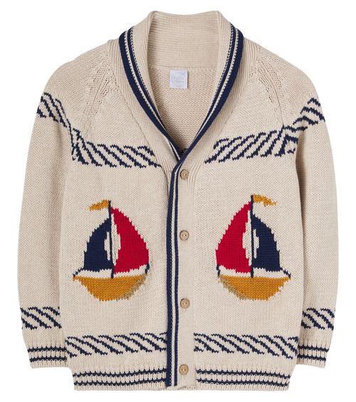 Intarsia cotton cardigan