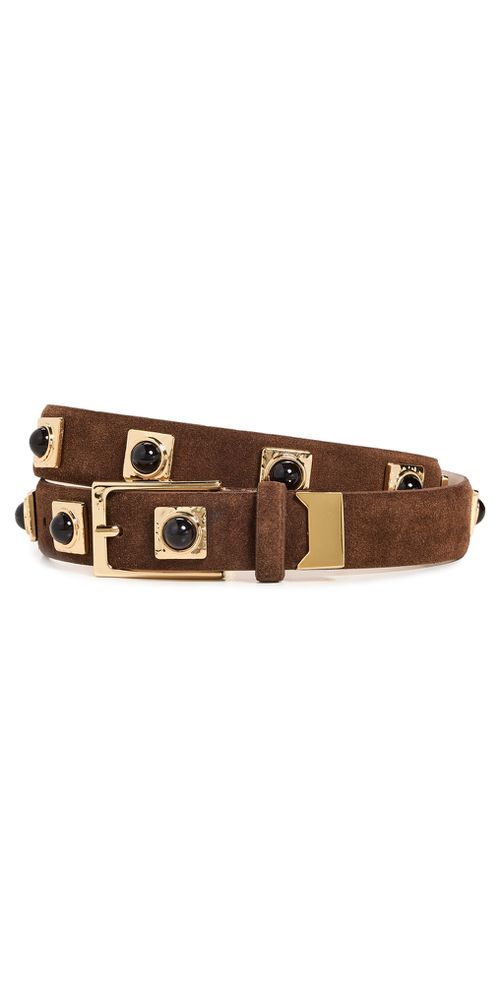 No. 2 Chocolate Suede Studded Belt Chocolate L