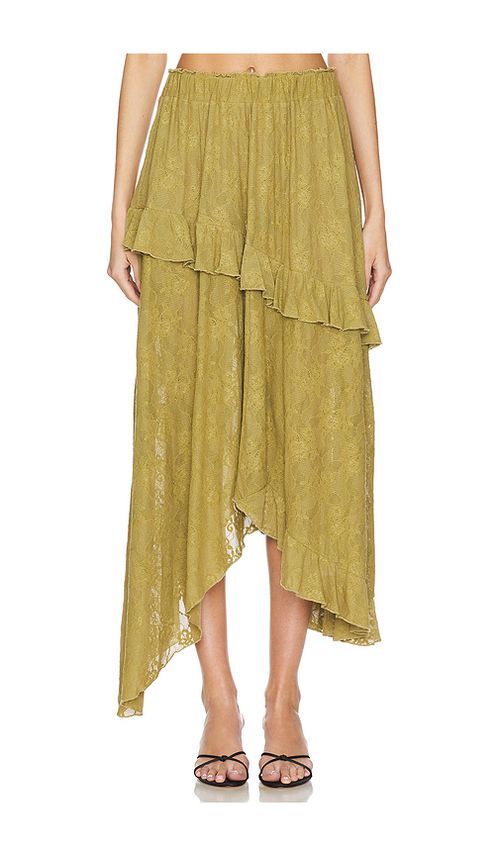 WeWoreWhat Lace Ruffle Skirt in Green. M. Also in L, S
