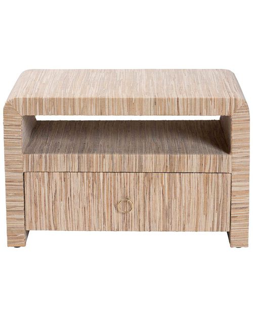 Hannah Bohemian Woven Grasscloth 1-Drawer Nightstand