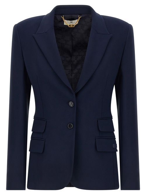 Light Crêpe Peak-Lapel Blazer — navy