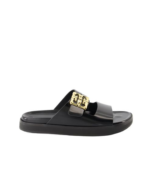 Logo-plaque leather slides