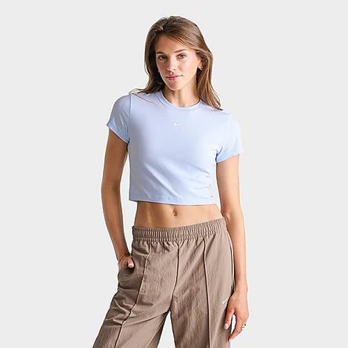 Women's Sportswear Chill Knit Cropped T-Shirt in Hydrogen Blue/Sail