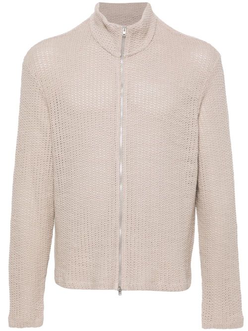 Shrunken zip-up cardigan - Neutrals