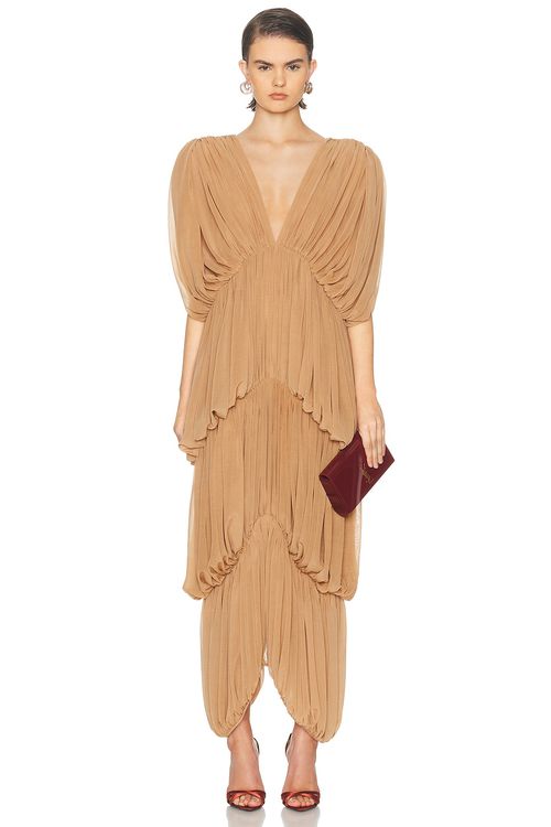 Ronny Kobo Damier Dress in Nude - Nude. L also in M