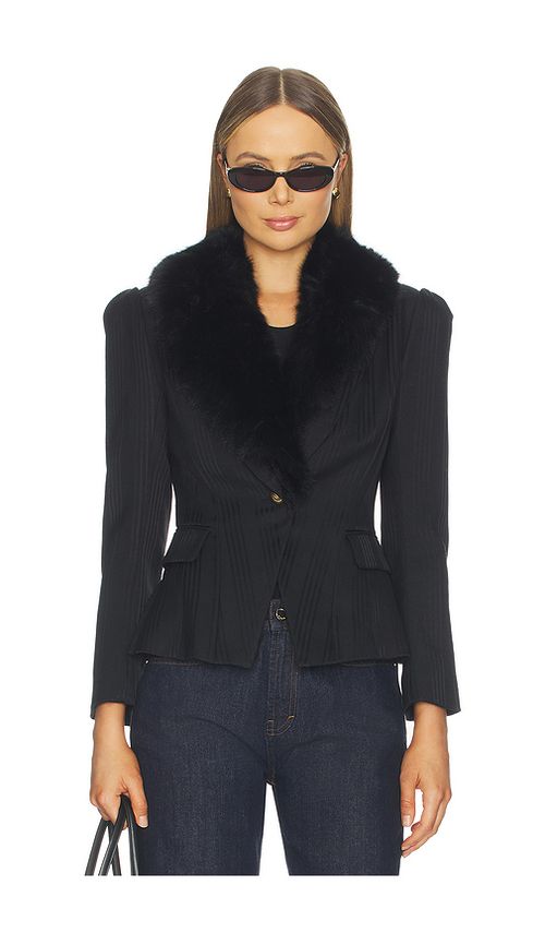 L'AGENCE Kaisley Fur Collar Blazer in Black. - 0 also , 2, 4