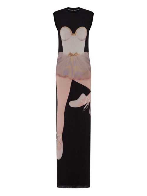 Ballet-print maxi dress - Black