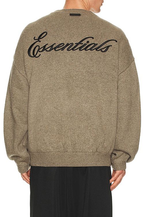 Fear of God ESSENTIALS Waffle Crewneck Sweater in Homestead Heather - Grey. L also in M, S, XL/1X, XS, XXL/2X