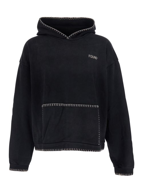 Embroidered Cotton Hoodie — Black