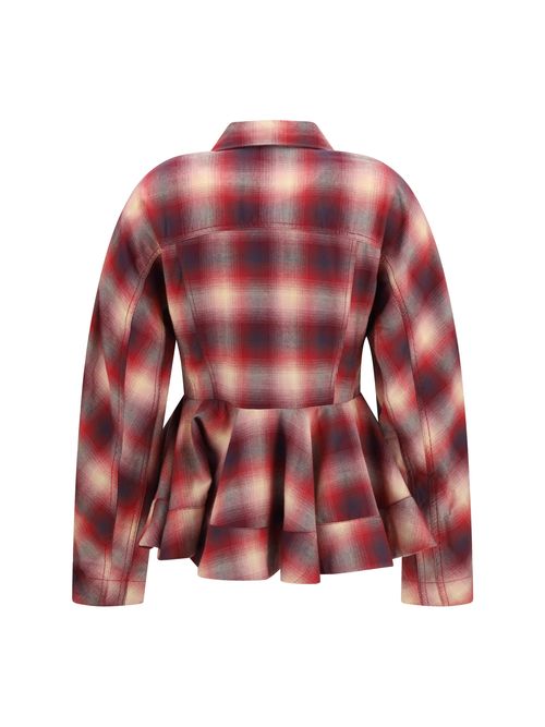 Peplum Flannel Shirt — Red