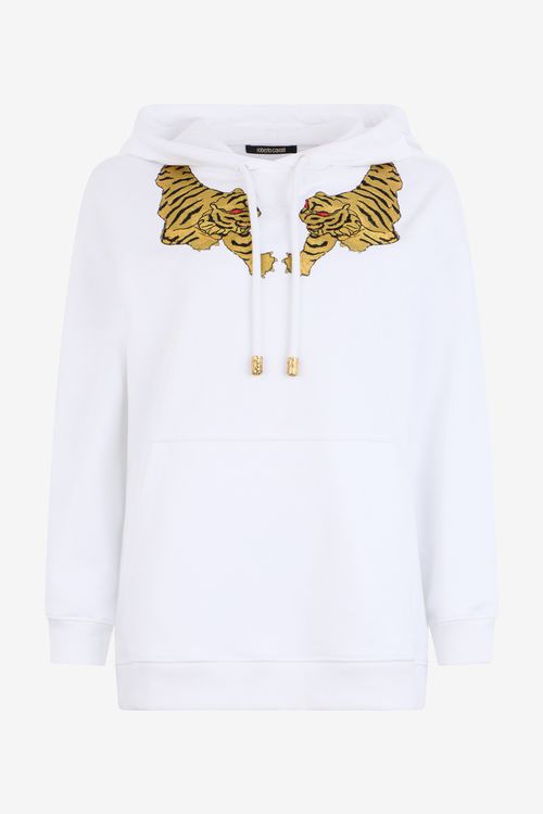 Sweatshirt Hoodie With Tiger Embroidery