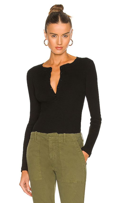 NILI LOTAN Jordan Henley Tee in Jet Black.  S also in L