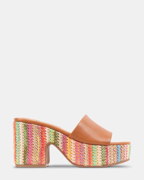 Steve Madden Women's Trippy Mule Sandals - Multi Raffia - - Leather