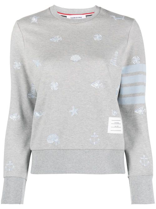 Nautical embroidery crew neck sweatshirt - Grey