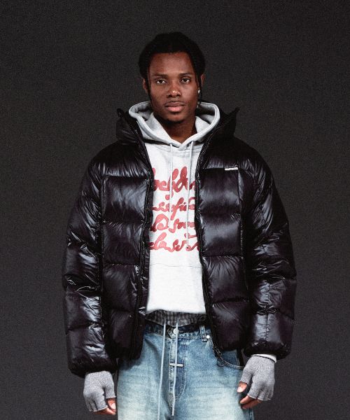 HOODED DUCK DOWN JACKET BLACK