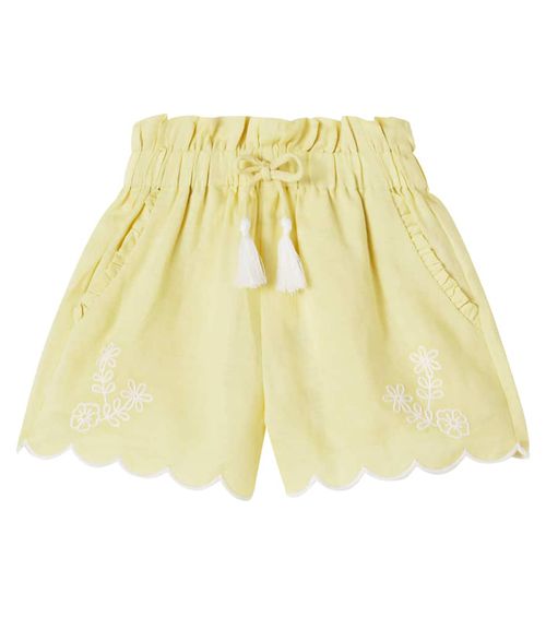 Embroidered ramie shorts