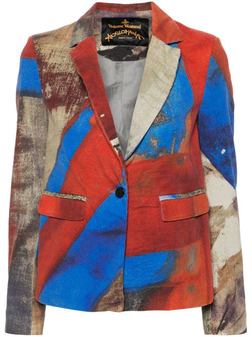 2015-2016 abstract-print single-breasted blazer - Neutrals