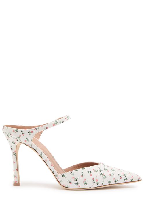Malone Souliers Uma 90 Floral-print Canvas Mules