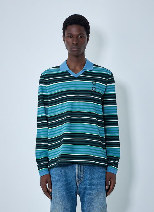 Striped Long-sleeve Polo Shirt