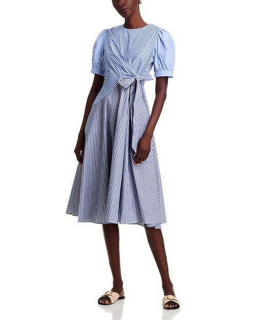 Striped Side Tie Short Sleeve Dress