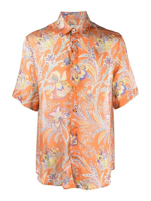 Paisley-print silk shirt