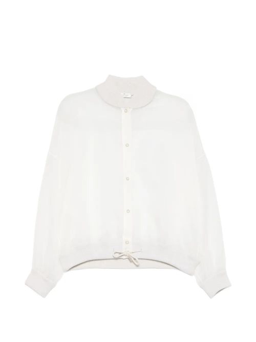 Sheer Silk-Blend Jacket — White