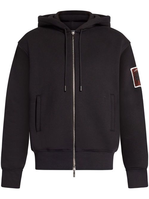 Logo-patch zipped hoodie - Black
