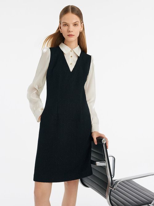 Double-Layer Patchwork Women Mini Dress