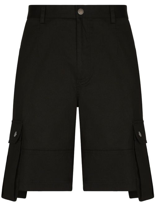 Knee-length cotton Bermuda shorts - Black