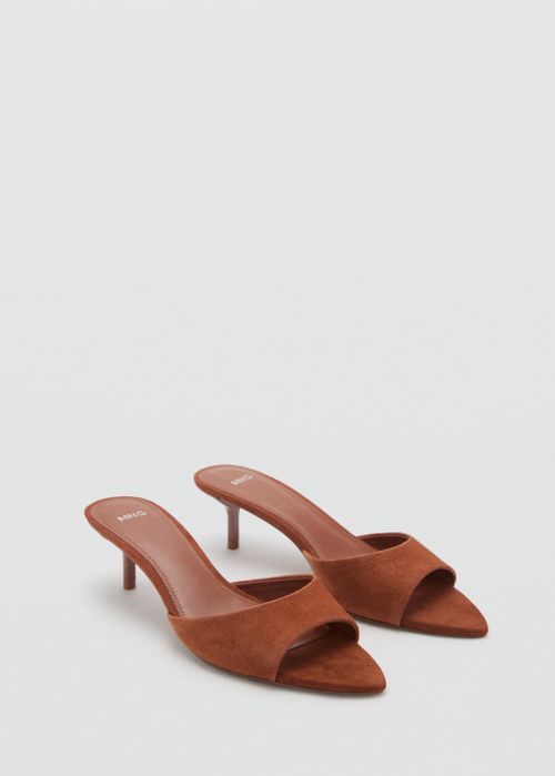 Kitten-heel leather sandal burnt orange - Woman - 