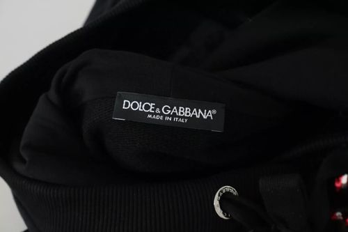 Sequin Logo Embroidered Hoodie — Black